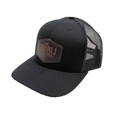 Snap Back Hat Black Leather Badge